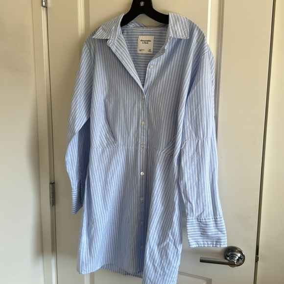 Abercrombie & Fitch Relaxed Mini Shirt Dress Size Medium - Picture 12 of 13